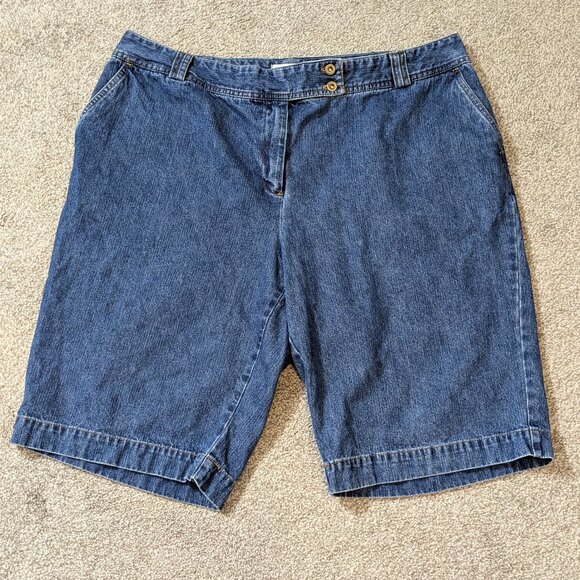 BAMBOO TRADERS Blue 100% Cotton Denim High Rise Bermuda Shorts; Size 20W - Picture 1 of 4